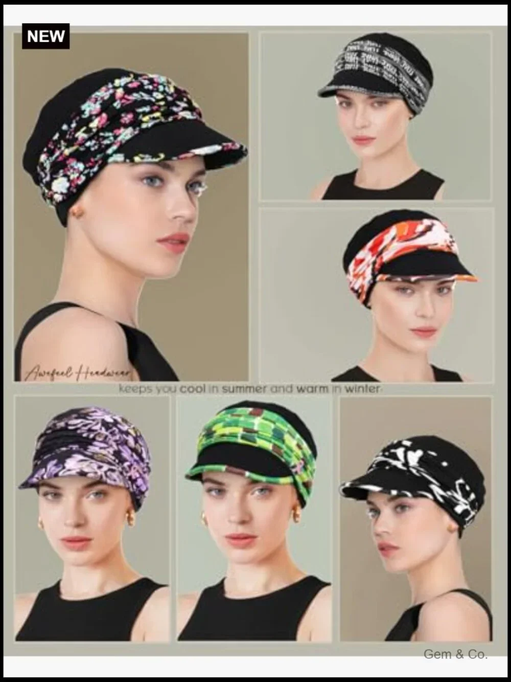 Bamboo Viscose Newsboy Cap Chemo Headwear Pleated Beanie Sun Hat